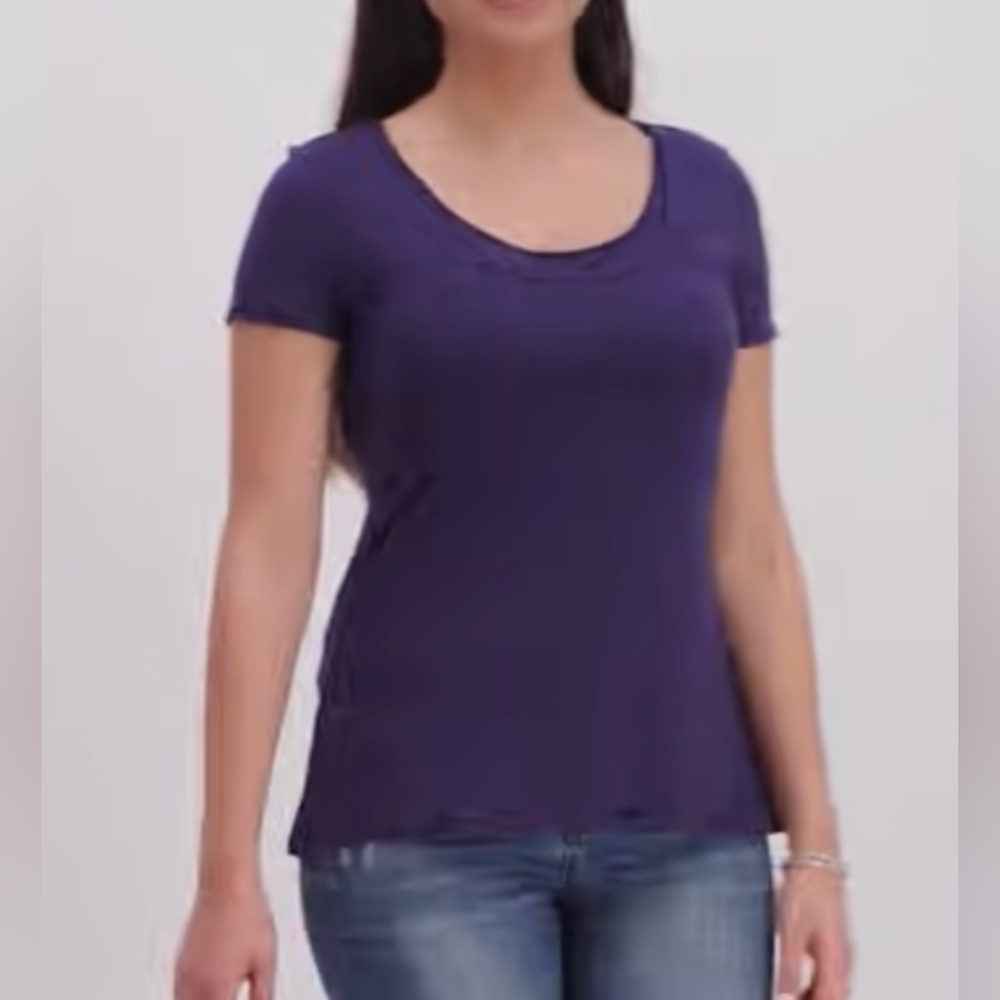 Milk Pull-down trapeze nursing top in short sleeves, medium, navy